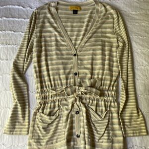Striped Beige Cardigan Sweater